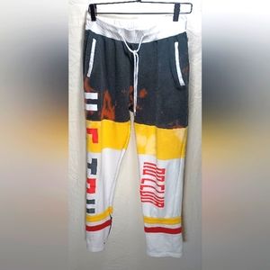 Men's Kleep brand custom bleach styled tie-dye joggers medium zip leg cuffs